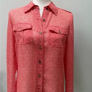 Tory Burch Coral Printed Button-Down Shirt
